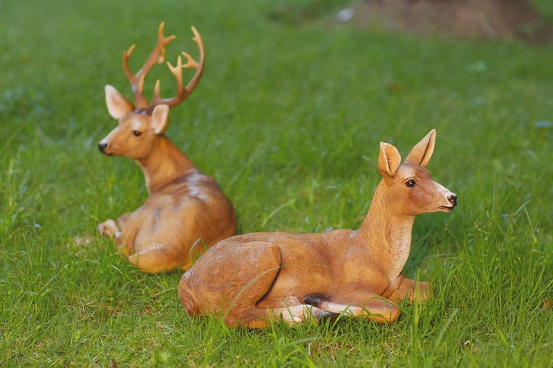 JHVYF 13" H Resin Buck Statue Home Office Decor Animal Figurine Deer Decorations Lawn Decor Housewarming Gift Garden Sculpture - Image 4