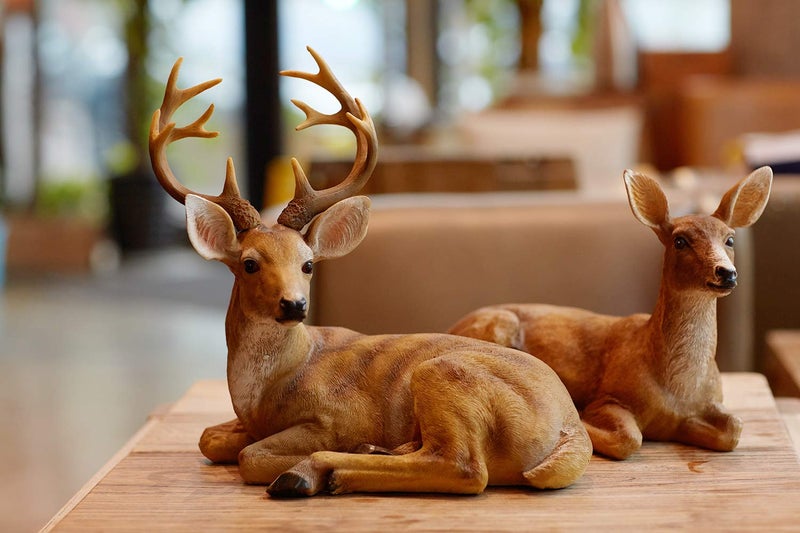JHVYF 13" H Resin Buck Statue Home Office Decor Animal Figurine Deer Decorations Lawn Decor Housewarming Gift Garden Sculpture - Image 2