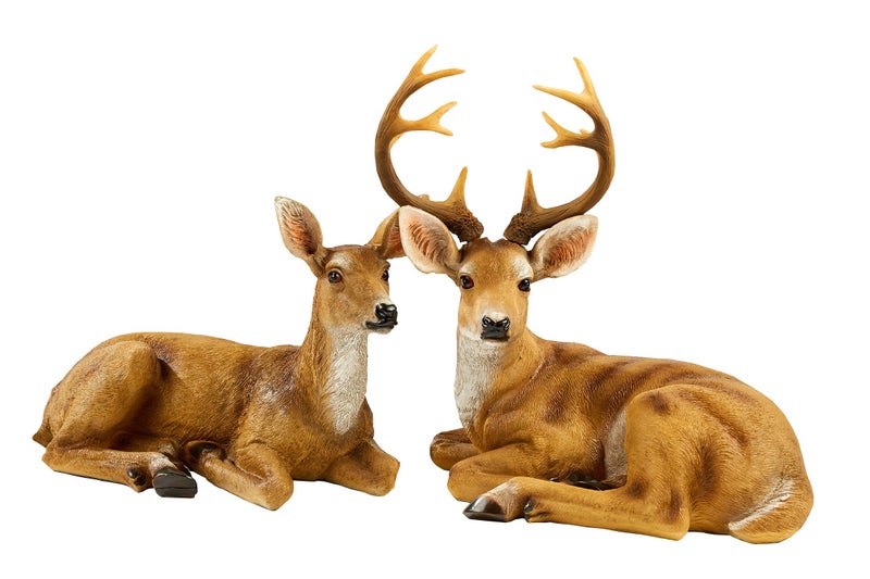 JHVYF 13" H Resin Buck Statue Home Office Decor Animal Figurine Deer Decorations Lawn Decor Housewarming Gift Garden Sculpture - Image 1