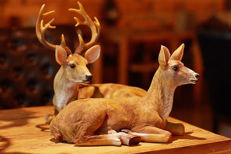 JHVYF 13" H Resin Buck Statue Home Office Decor Animal Figurine Deer Decorations Lawn Decor Housewarming Gift Garden Sculpture - Image 3