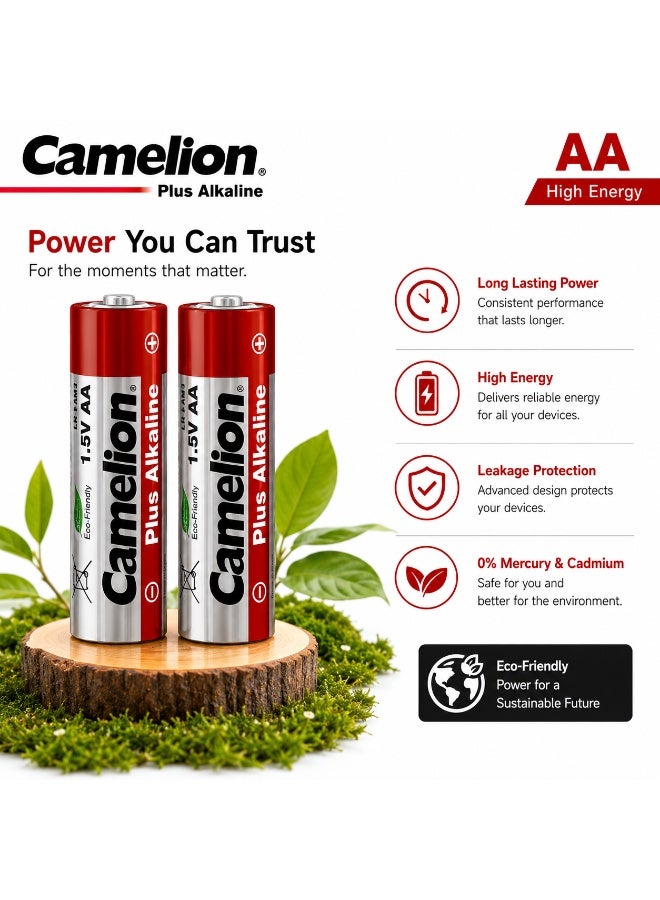 Camelion AA Alkaline Batteries 2 Pack, 1.5V Long Lasting Double A Battery for TV Remote, Wireless Mouse, Keyboard, Toys, Clocks & Flashlights - Image 5