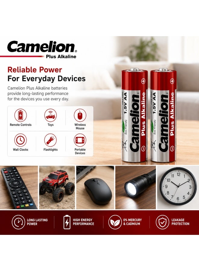 Camelion AA Alkaline Batteries 2 Pack, 1.5V Long Lasting Double A Battery for TV Remote, Wireless Mouse, Keyboard, Toys, Clocks & Flashlights - Image 3