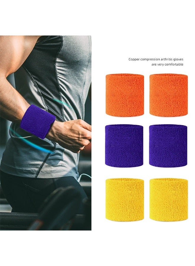 3 Pairs of Sports Wrists, Wristbands Tennis Wristbands Absorbent Sweatbands for Men and Women, Breathable Cotton Sweatbands for Exercise, Football, Basketball, Running - Image 1