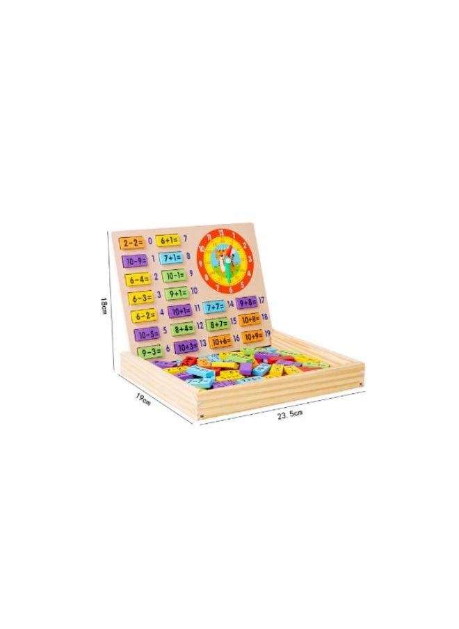Wooden Multifunctional Learning Box Toy Tangram Alarm Clock Flying Chess Number Stick CognitionDH362-23  - Image 2