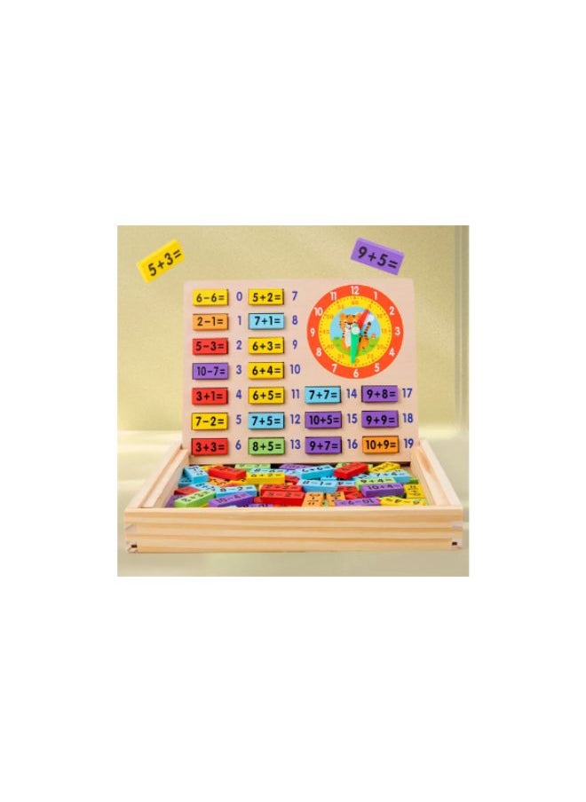 Wooden Multifunctional Learning Box Toy Tangram Alarm Clock Flying Chess Number Stick CognitionDH362-23  - Image 1