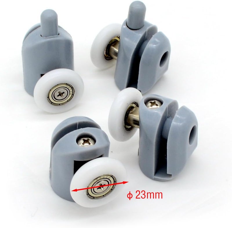 Smooth Shower Door Rollers, Set of 8 Single Shower Door Runners/Wheels/Pulleys/Guides 23mm Diameter Home Bathroom DIY Replacement Parts(4 upper rollers and 4 bottom rollers), Multicolor - Image 2