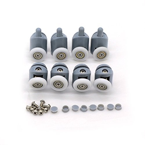 Smooth Shower Door Rollers, Set of 8 Single Shower Door Runners/Wheels/Pulleys/Guides 23mm Diameter Home Bathroom DIY Replacement Parts(4 upper rollers and 4 bottom rollers), Multicolor - Image 1