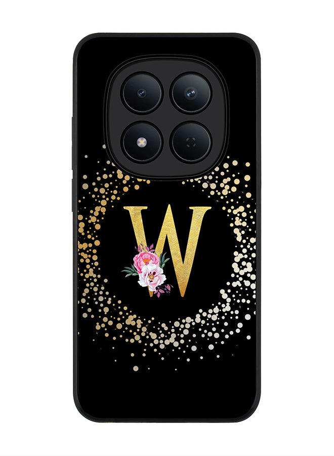 For Xiaomi Redmi Note 15 Pro 5G Case,Slim fit Camera Protection, Shockproof Thin Phone cover  - Custom Monogram Floral - W ( Black )