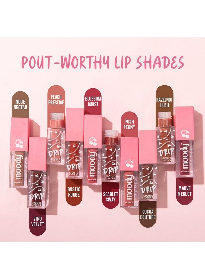 Moody Drip Matte Liquid Lipstick - Scarlet Sway, with Jojoba Seed Oil & Vitamin E | Transferproof, Long Lasting & Vibrant Lip Colors That Last Upto 12 Hours | Paraben Free Lip Tint, 4ml - Image 4