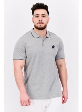 LOTTO Men Sportswear Fit Short Sleeves Outdoor Polo Shirts, Grey  - Image 1