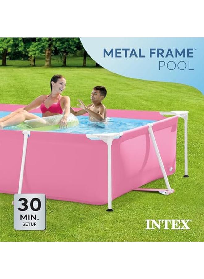 انتكس حمام سباحة بإطار مستطيل مقاس 86 بوصة × 23 بوصة فوق سطح الأرض للفناء الخلفي مع تجهيزات منفذ مزدوج القسم باللون الوردي فقط - Image 3