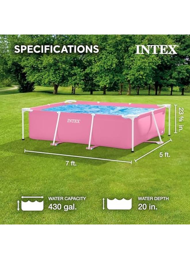 انتكس حمام سباحة بإطار مستطيل مقاس 86 بوصة × 23 بوصة فوق سطح الأرض للفناء الخلفي مع تجهيزات منفذ مزدوج القسم باللون الوردي فقط - Image 2