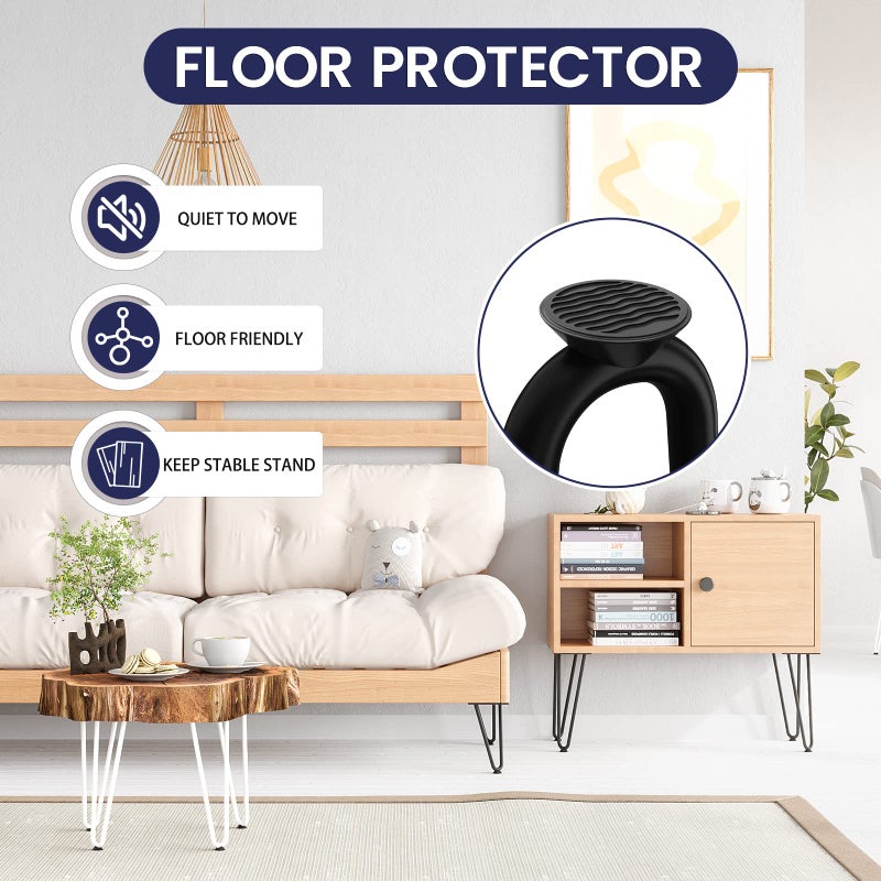 SMARTSTANDARD 4 Inch Heavy Duty Hairpin Furniture Legs, Metal Home DIY Projects for TV Stand, Sofa, Cabinet, etc with Rubber Floor Protectors Black 4PCS - Image 5