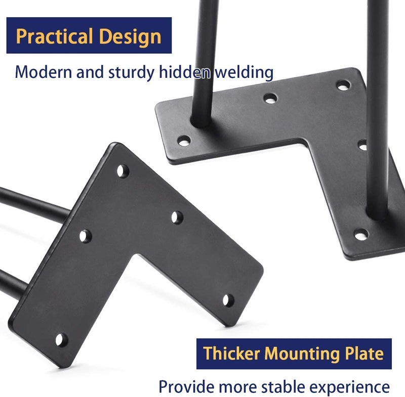 SMARTSTANDARD 4 Inch Heavy Duty Hairpin Furniture Legs, Metal Home DIY Projects for TV Stand, Sofa, Cabinet, etc with Rubber Floor Protectors Black 4PCS - Image 4