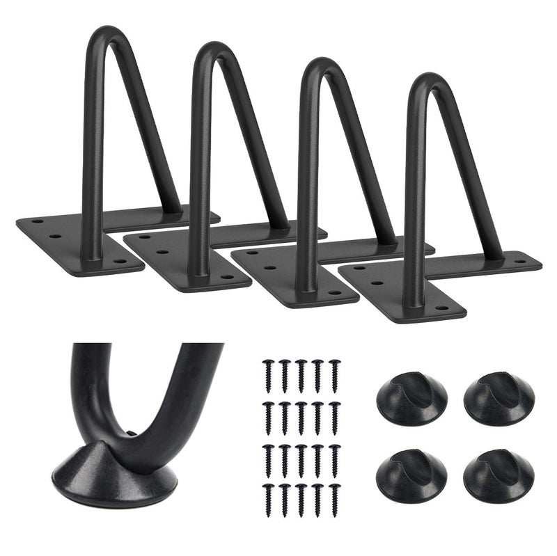 SMARTSTANDARD 4 Inch Heavy Duty Hairpin Furniture Legs, Metal Home DIY Projects for TV Stand, Sofa, Cabinet, etc with Rubber Floor Protectors Black 4PCS - Image 1
