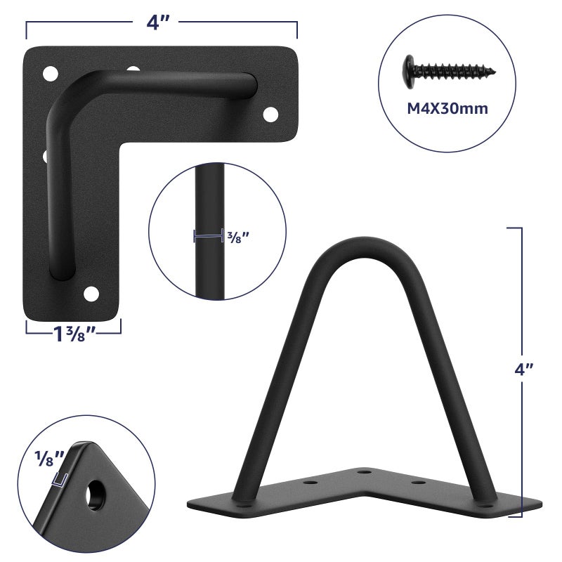 SMARTSTANDARD 4 Inch Heavy Duty Hairpin Furniture Legs, Metal Home DIY Projects for TV Stand, Sofa, Cabinet, etc with Rubber Floor Protectors Black 4PCS - Image 2