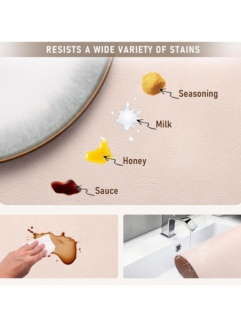 GUDOO Washed Cowhide Pattern PU Leather Placemats Heat Resistant Kitchen Table Mats, Waterproof Wipeable for Party Decoration(Reddish Brown)  - Image 5