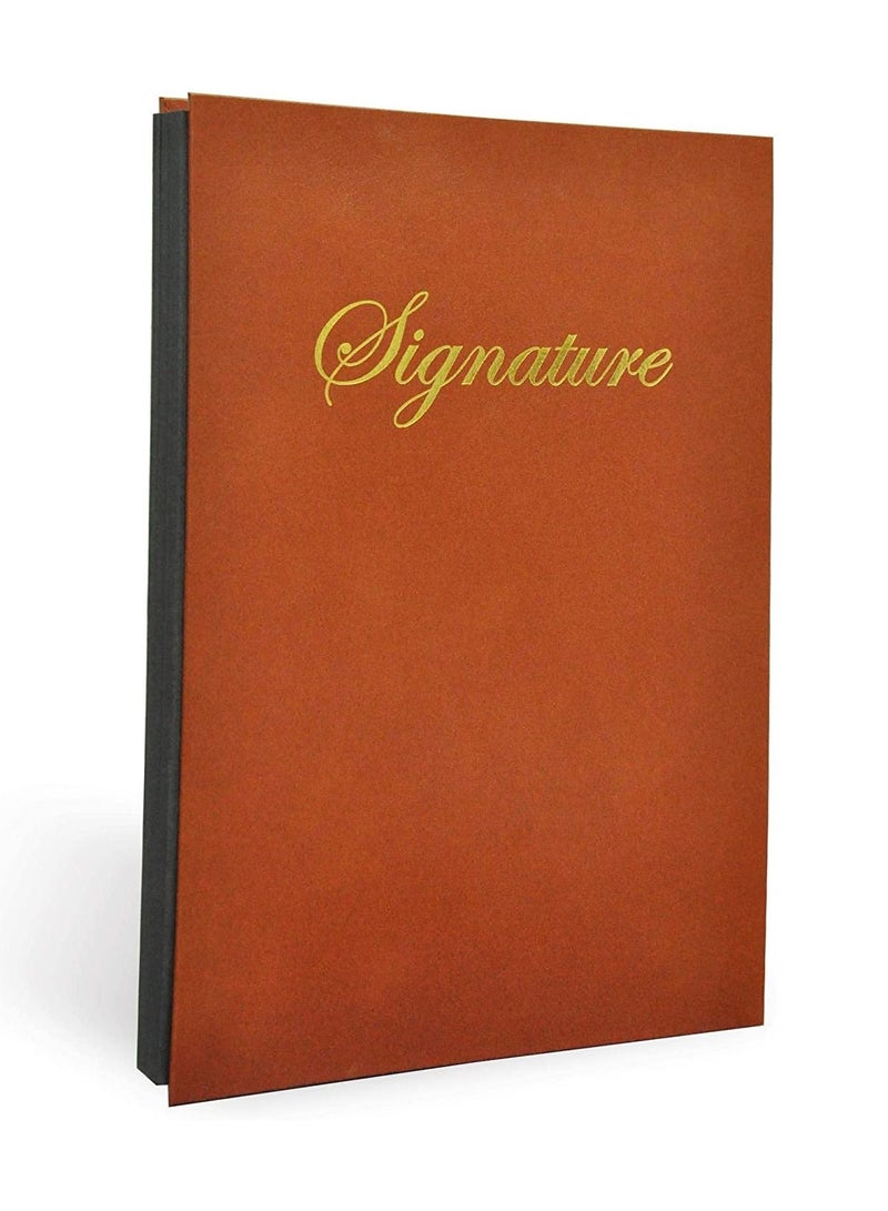 FIS Signature Book, Vinyl Material Cover, 18 Sheets, Brown Color, 240 x 340 mm - FSCL18 - Image 1