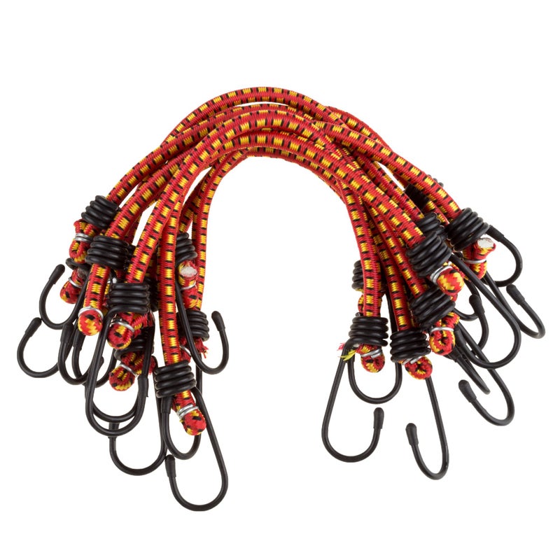Stalwart Bungee Cords - 10-Pack Virgin Rubber 12-Inch Cordage With Heavy-Duty Vinyl-Coated Hooks And Fabric Wrapping - Truck Accessories By Stalwart (Red) - Image 1