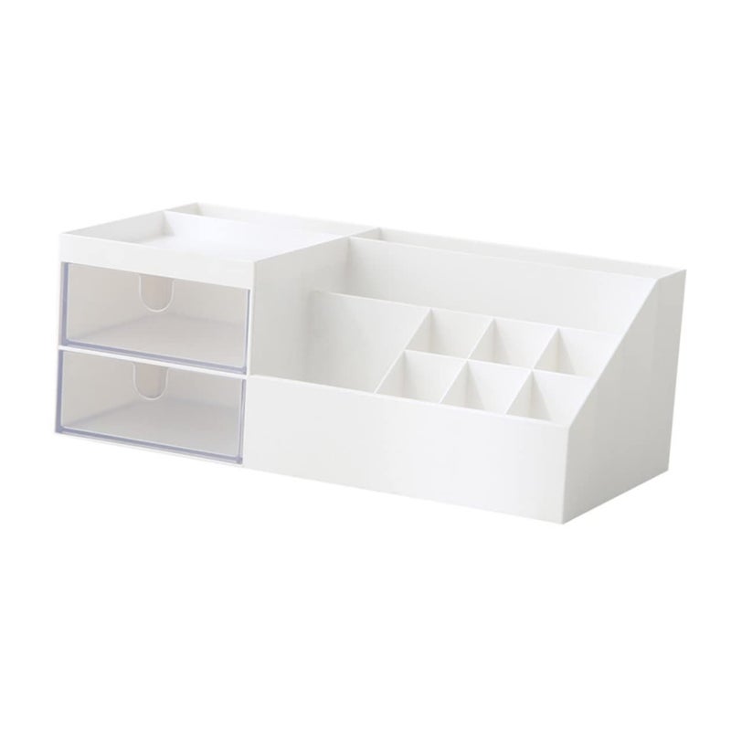 Portable Makeup Organizer Box Cosmetic Storage Case Desktop Organizer With Black Compartment Pocket - Image 2