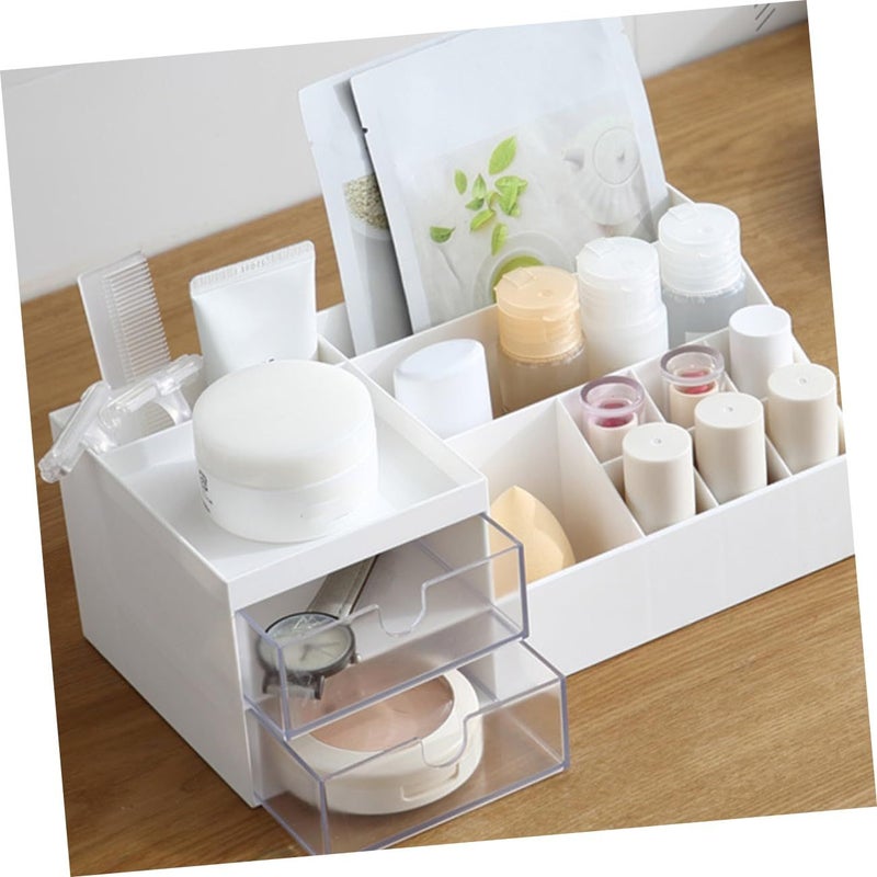 Portable Makeup Organizer Box Cosmetic Storage Case Desktop Organizer With Black Compartment Pocket - Image 3