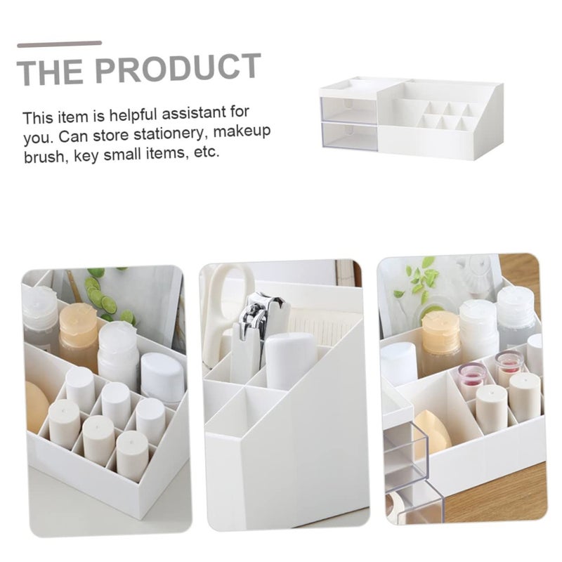 Portable Makeup Organizer Box Cosmetic Storage Case Desktop Organizer With Black Compartment Pocket - Image 5
