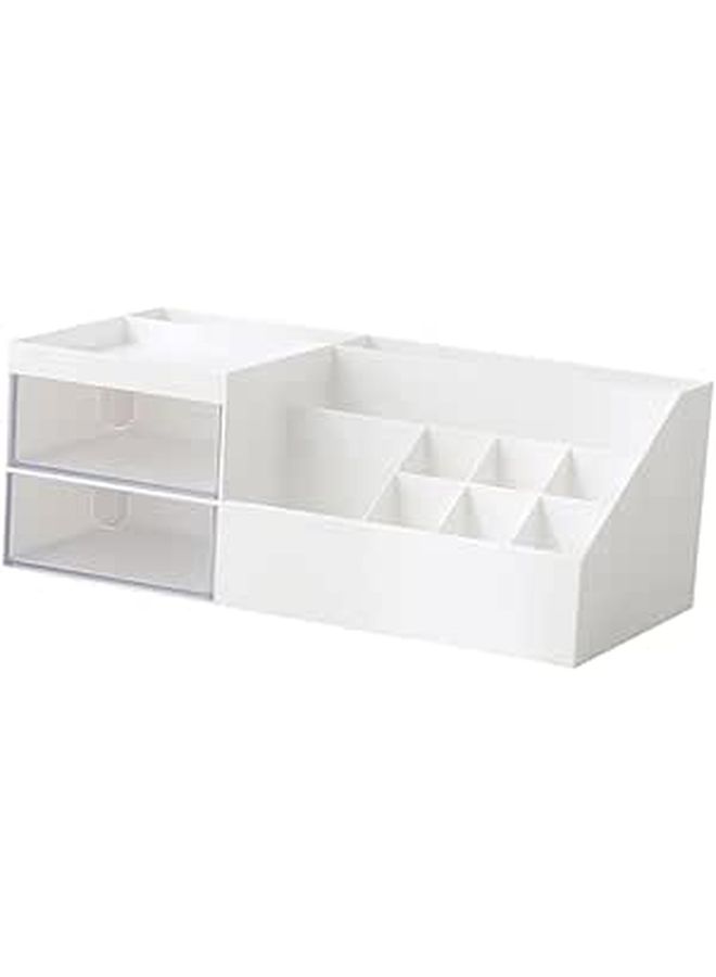 Portable Makeup Organizer Box Cosmetic Storage Case Desktop Organizer With Black Compartment Pocket - Image 1