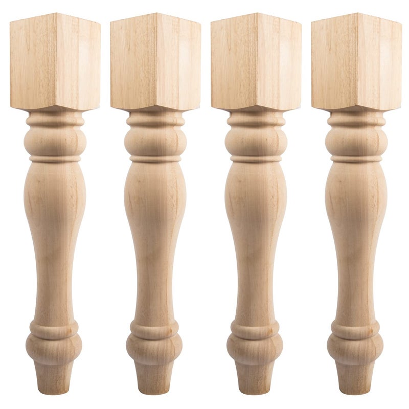 29x35x35 inch Wooden Chunky Farmhouse Table Legs Set of 4 Solid Wood Massive Unfinished Turned Replacement Countertop Legs Kitchen Island Cabinet Columns for Bench Coffee Table Dining Table