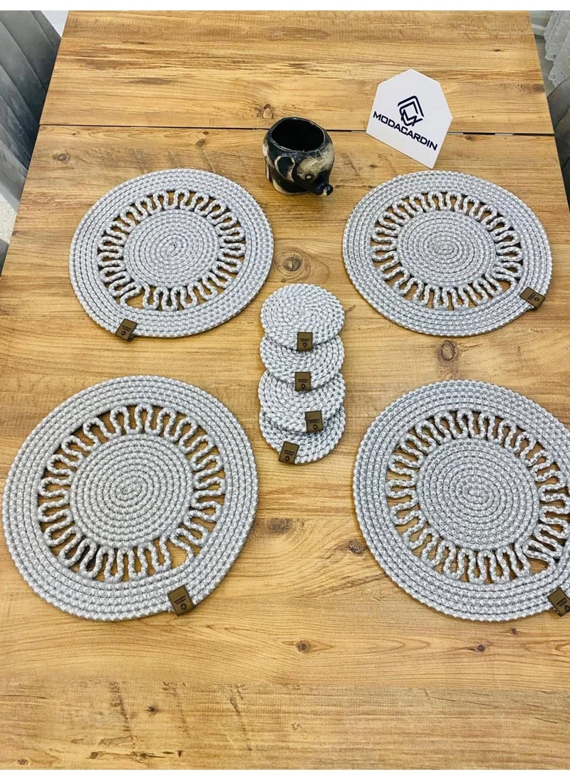 BDZ Deri BDZ Leather Wicker Jute Presentation Plate Mat American Service and Coasters 8 Pieces