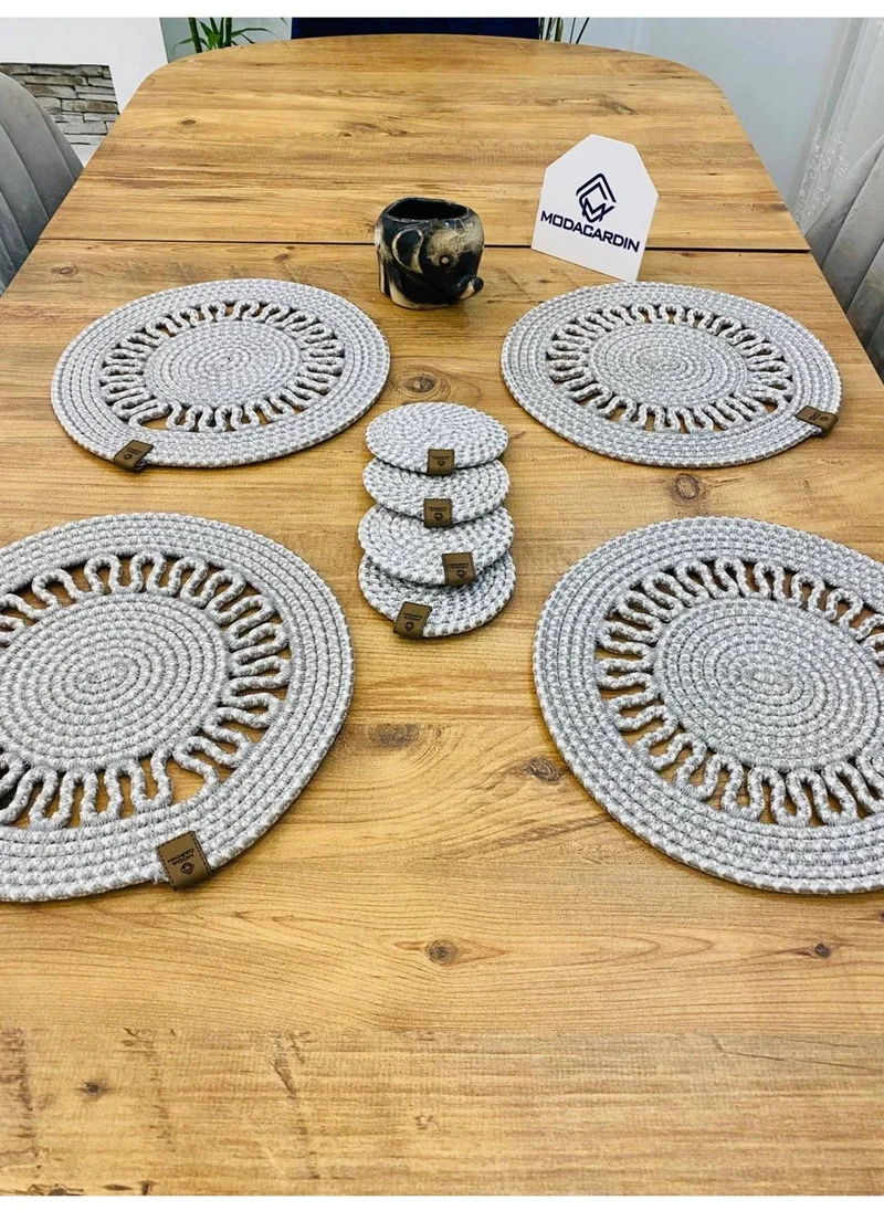 BDZ Deri BDZ Leather Wicker Jute Presentation Plate Mat American Service and Coasters 8 Pieces