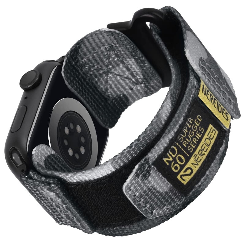 Nereides Compatible with Apple Watch Series 11 Band Series 10/9/8/7/6/5/4/SE/SE2/SE3/Ultra 3/2/1, Nylon Sports Strap with Woven Design for 49mm/46mm/45mm/44mm (L, Grey Camo) - Image 1