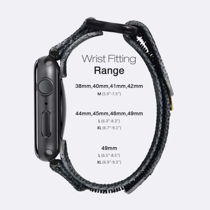 Nereides Compatible with Apple Watch Series 11 Band Series 10/9/8/7/6/5/4/SE/SE2/SE3/Ultra 3/2/1, Nylon Sports Strap with Woven Design for 49mm/46mm/45mm/44mm (L, Grey Camo) - Image 5