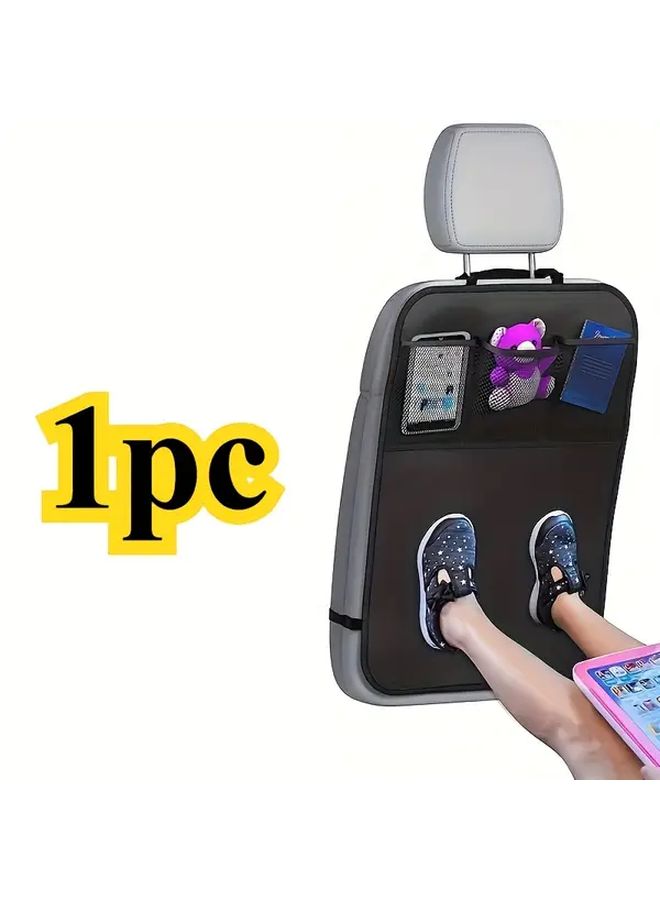 Universal Car Seat Back Protector With Three Storage Pockets Durable Kick Mat Easy Clean - Image 3