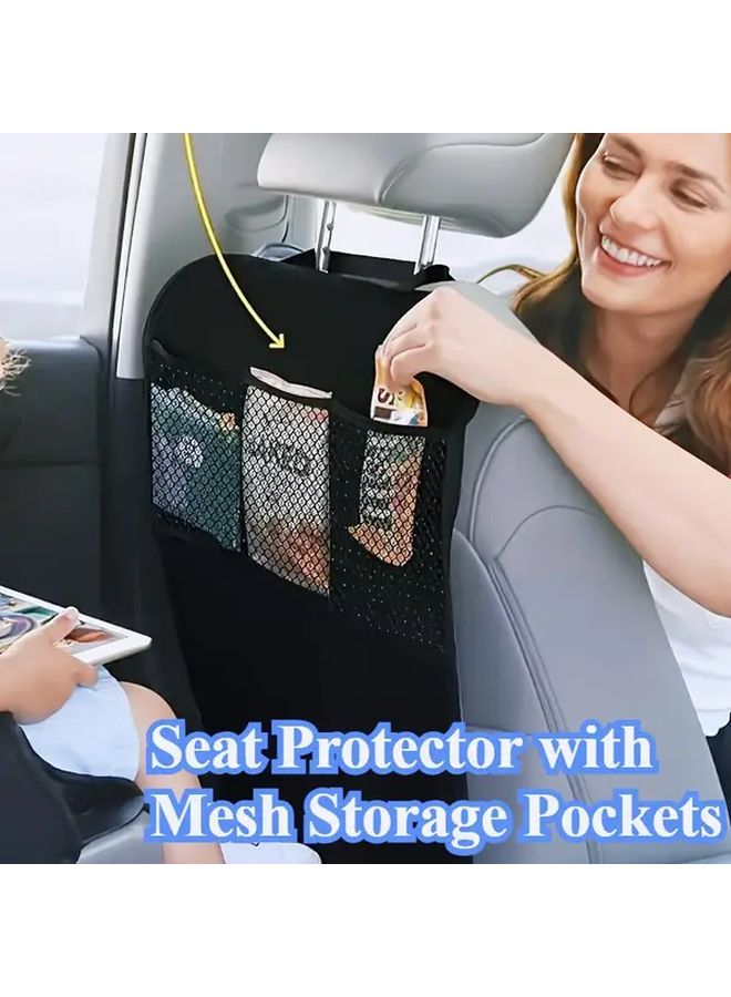 Universal Car Seat Back Protector With Three Storage Pockets Durable Kick Mat Easy Clean - Image 1