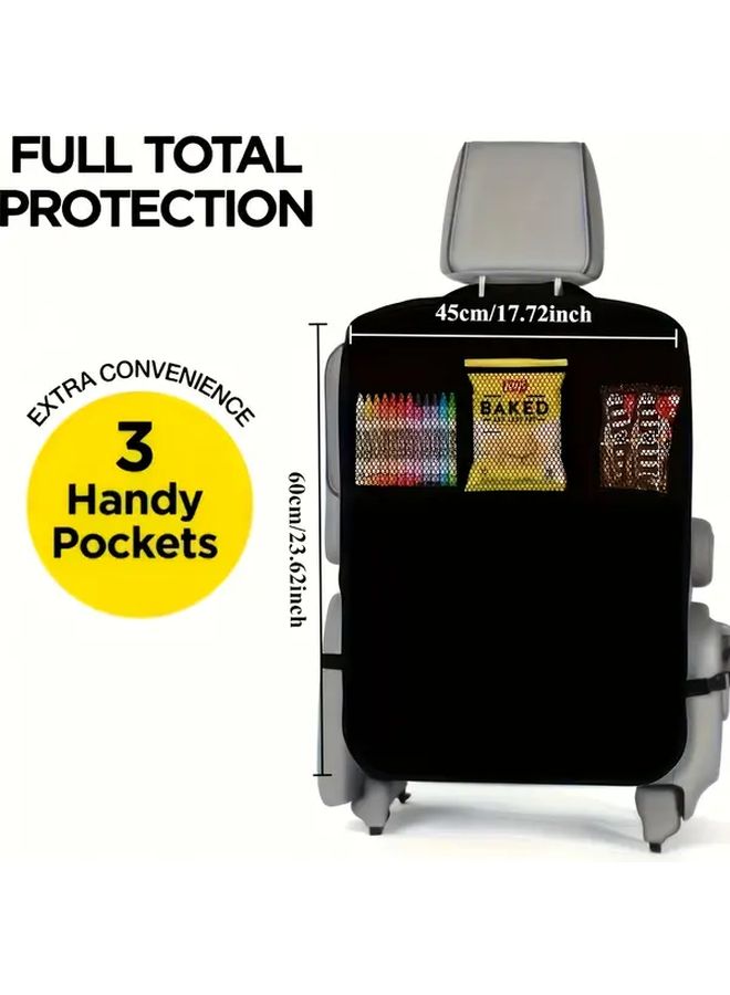 Universal Car Seat Back Protector With Three Storage Pockets Durable Kick Mat Easy Clean - Image 2