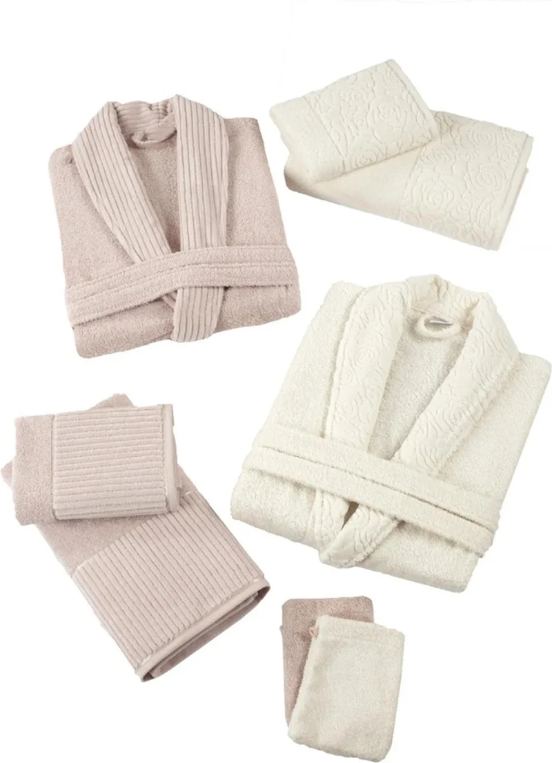 Zeynep Tekstil Zeynep Textile Nurpak Sevgi 8 Piece Family Bathrobe Set Boxed