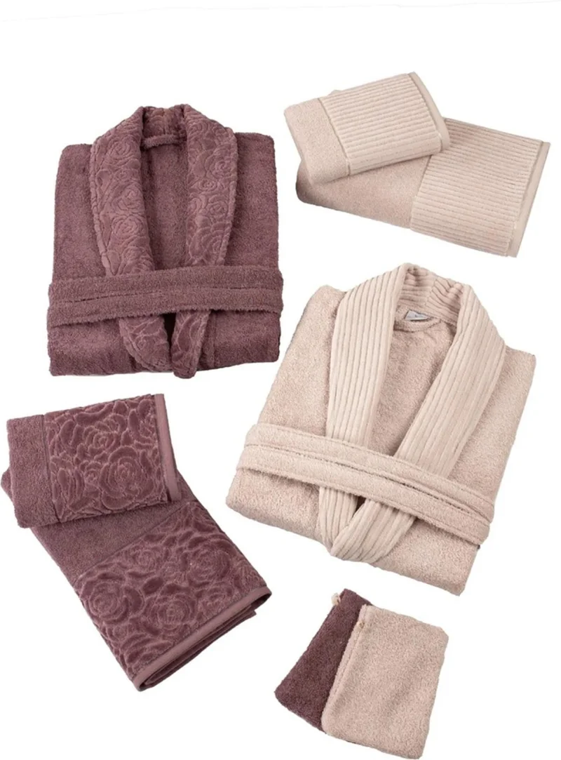 Zeynep Tekstil Zeynep Textile Nurpak Sevgi 8 Piece Family Bathrobe Set Boxed