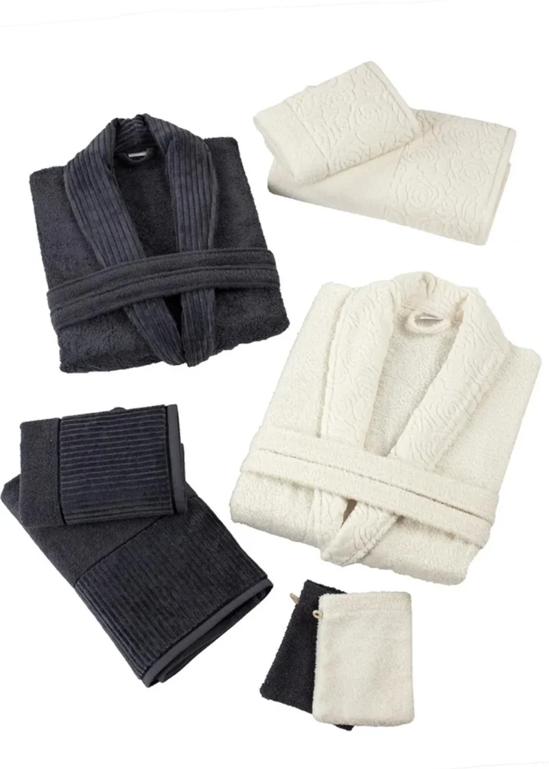 Zeynep Tekstil Zeynep Textile Nurpak Sevgi 8 Piece Family Bathrobe Set Boxed