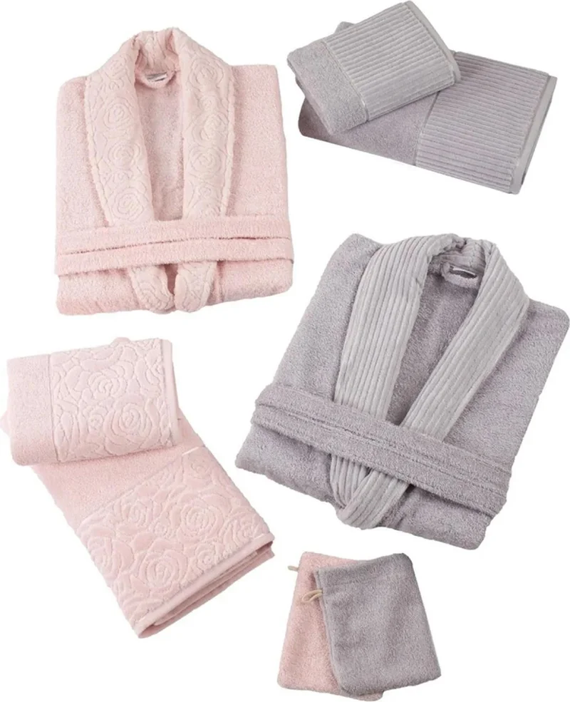 Zeynep Tekstil Zeynep Textile Nurpak Sevgi 8 Piece Family Bathrobe Set Boxed