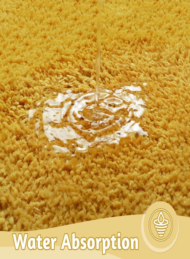 Uphome Bathroom Runner Rug, Large Water Absorbent Cute Bath Mat Non Slip Washable, 24x60 Soft Irregular Shaped Shaggy Microfiber Bath Runner Rug for Floor, Bathtub, Bedroom, Yellow - Image 5