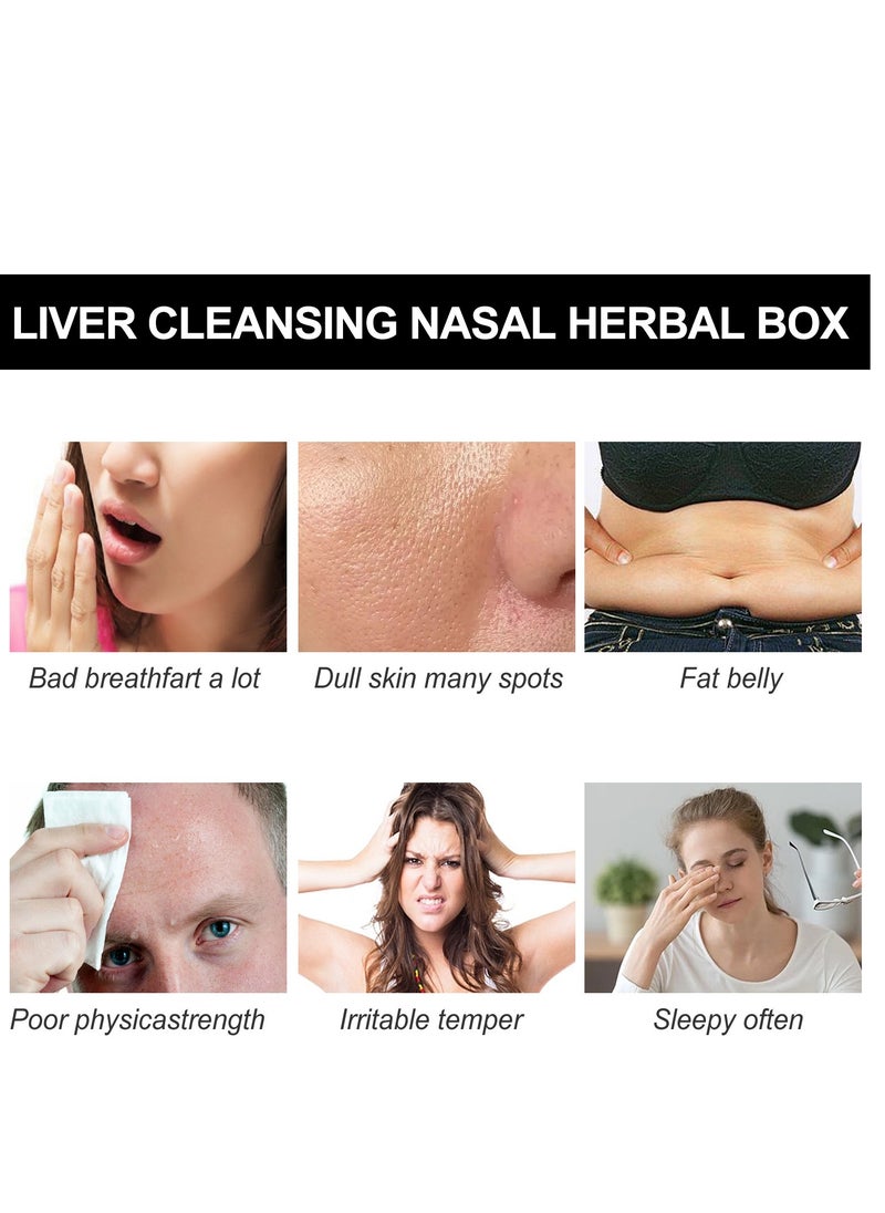 Liver Cleansing Nasal Herbal Box for Relieve Nasal Congestion and Clean Nasal Cavity, Natural and Safe Essential Oils Inhalers