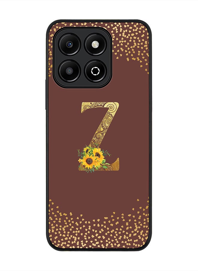 Stylizedd For Honor X6B Case,Slim fit Camera Protection, Shockproof Thin Phone cover - Custom Floral Monogram - Z (Brown ) - Image 1