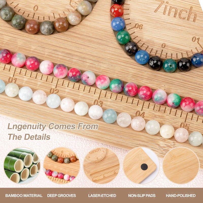 HSZCTUY Bead Board for Jewelry Making, Bamboo Beading Board for Bracelet Making, Beads Maker, Bracelet Making Kit, Bead Tray, Bracelet Sizer, Jewelry Making Supplies - Image 3