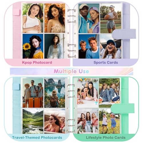 WITHYU A5 Kpop Photocard Binder with 30 Pack 4-Pocket Card Pages, 6 Ring A5 Binder Card Collector Album with 240 Card Slots,PU Leather Binder Cover with Magnetic Buckle Closure for Organizing Trading Card - Image 3