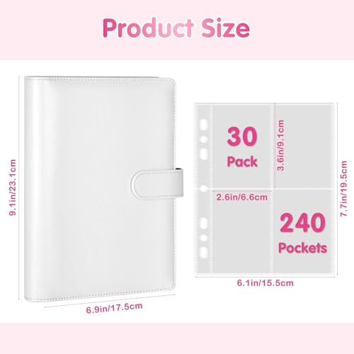 WITHYU A5 Kpop Photocard Binder with 30 Pack 4-Pocket Card Pages, 6 Ring A5 Binder Card Collector Album with 240 Card Slots,PU Leather Binder Cover with Magnetic Buckle Closure for Organizing Trading Card - Image 5