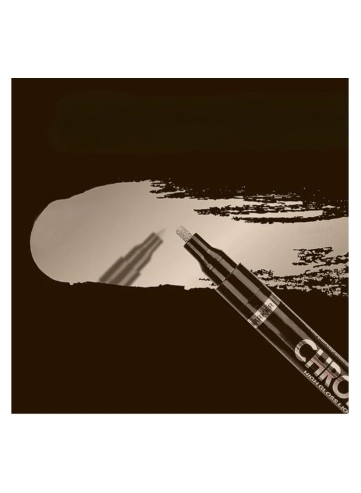 اقلام ماركر من الكروم السائل، قلم طلاء كروم عاكس عالي اللمعان، علامات معدنية دائمة للطلاء المعدني والزجاج والبلاستيك وحبر فضي - Image 2