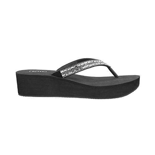 Metro Women's Black Casual Embellished Thong Strap Fashion Slippers UK/6 EU/39 (34-9824) - Image 2