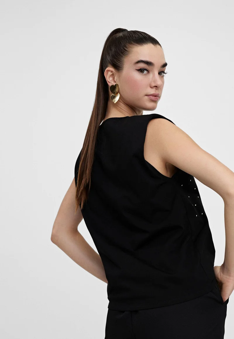Lola Casademunt T-shirt with shoulder pads and rhinestones