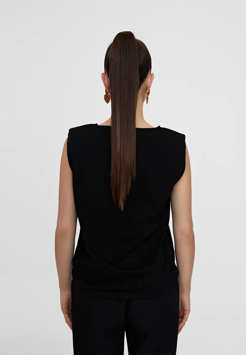 Lola Casademunt T-shirt with shoulder pads and rhinestones