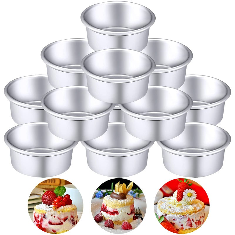 Nuenen 12 Pcs Round Cake Pans Aluminum Round Mold Smash Cake Baking Cheesecake Pans for Home Party Baking Supplies (4 Inch) - Image 1